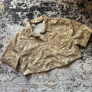 Zara Tan and Black Leopard Cropped Button Down Shirt